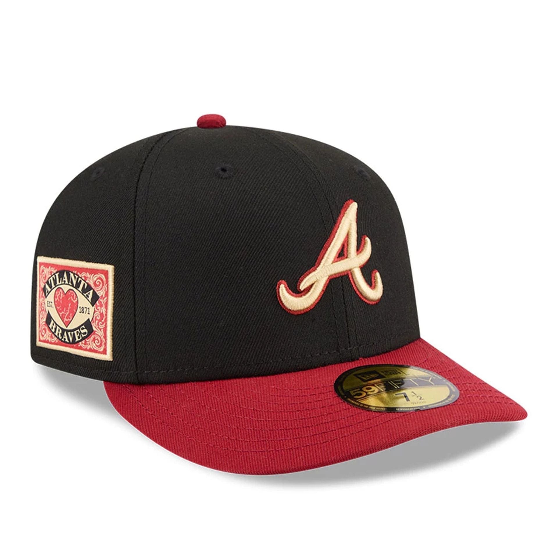 Pictured is this MLB Team Cards Atlanta Braves 59FIFTY Fitted cap in black. 1