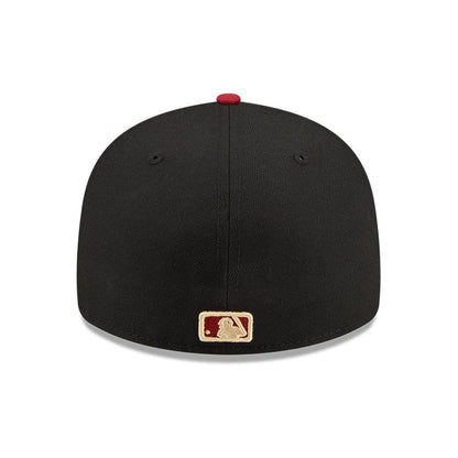 Pictured is this MLB Team Cards Atlanta Braves 59FIFTY Fitted cap in black. 7