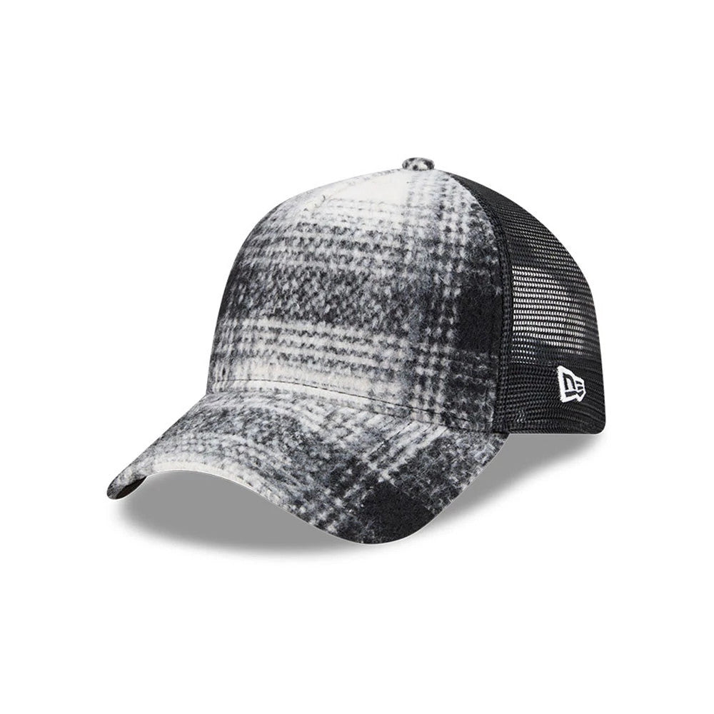 Pictured is this New Era 9FORTY A-Frame Trucker cap in white. 1