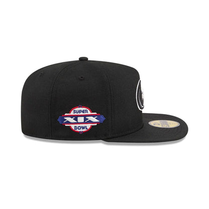 Pictured is this NFL Chiseled Embroidery San Francisco 49ers 59FIFTY A-Frame Fitted cap in black. 6