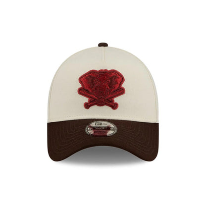Pictured is this MLB City Script Athletics 9FORTY A-Frame cap in Cream. 3