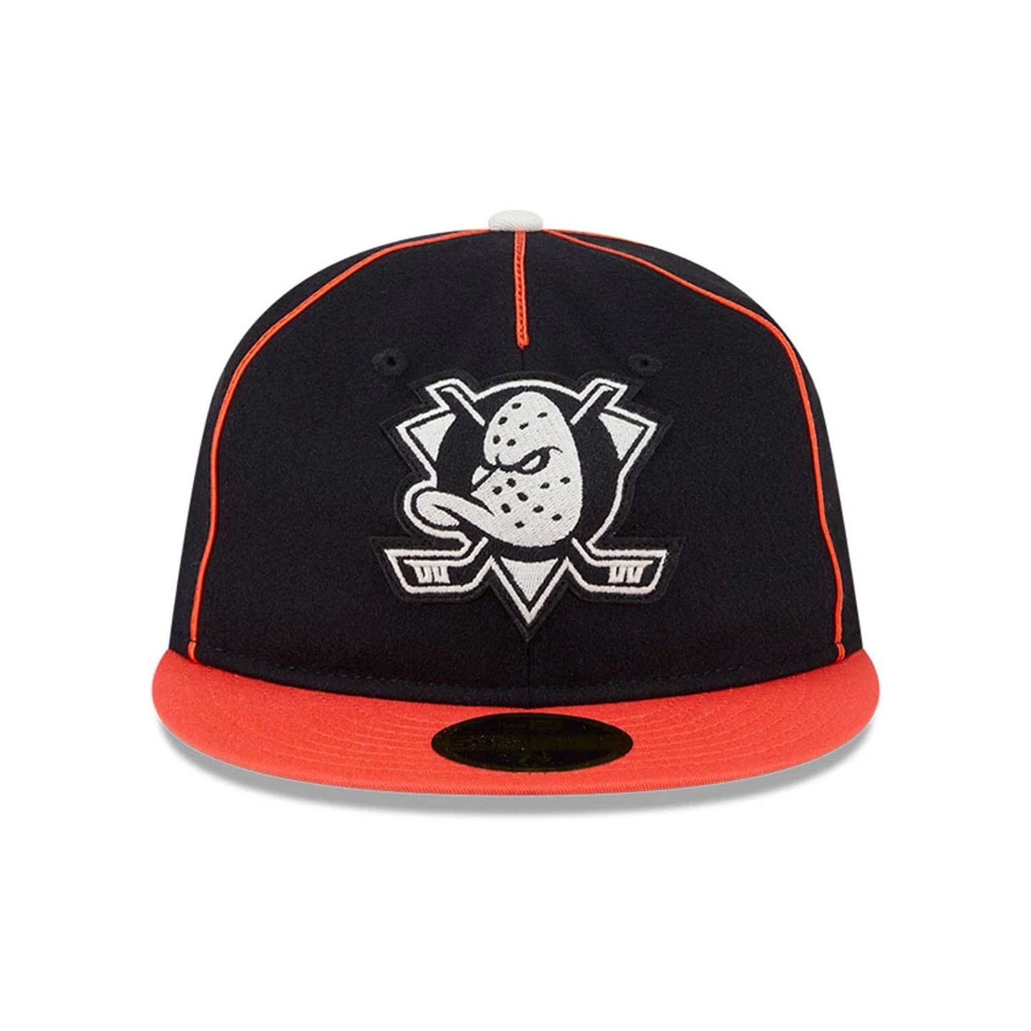 Pictured is this NHL Felt Logo Anaheim Ducks Retro Crown 59FIFTY Fitted cap in orange. 3