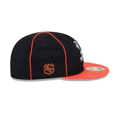 Pictured is this NHL Felt Logo Anaheim Ducks Retro Crown 59FIFTY Fitted cap in black. 5