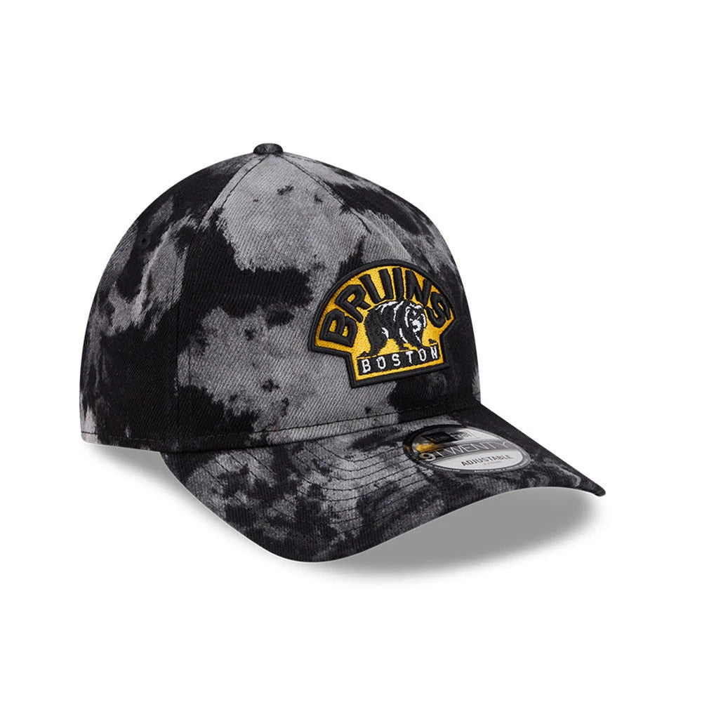 Pictured is this NHL Bleached Denim Boston Bruins 9TWENTY A-Frame cap in black. 3