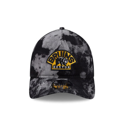 Pictured is this NHL Bleached Denim Boston Bruins 9TWENTY A-Frame cap in black. 2