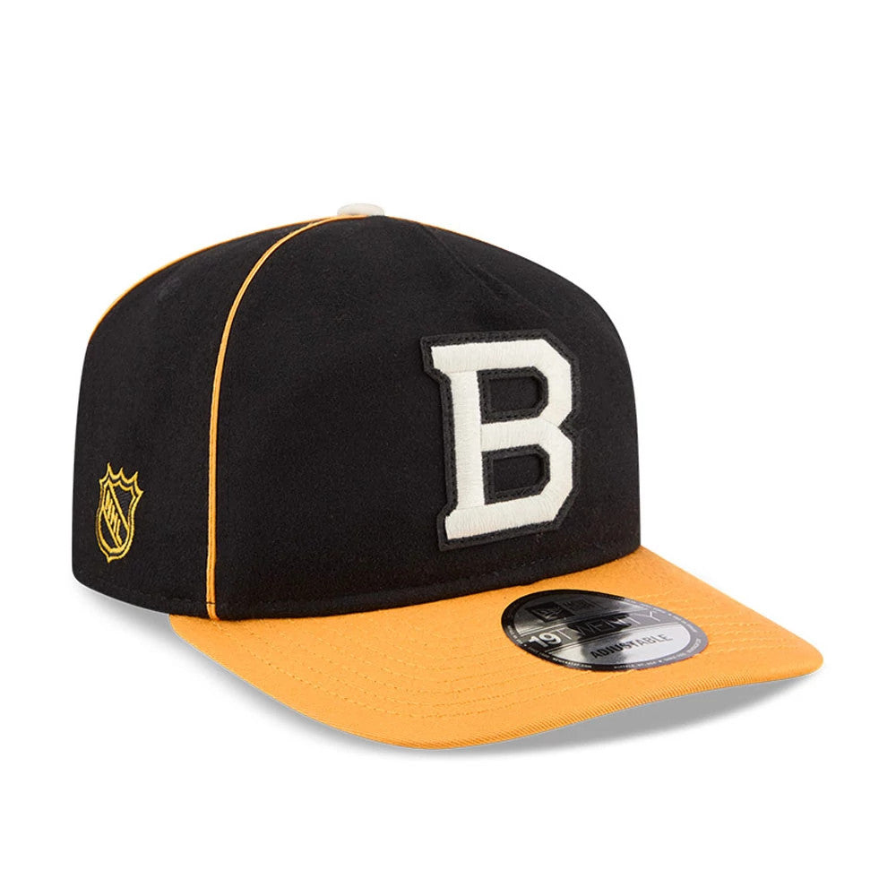 Pictured is this NHL Felt Logo Boston Bruins 19TWENTY cap in black. 1