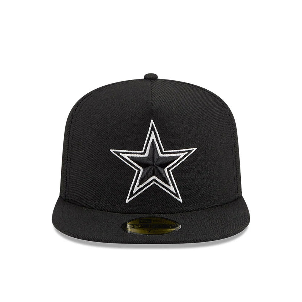 Pictured is this NFL Chiseled Embroidery Dallas Cowboys 59FIFTY A-Frame Fitted cap in Black. 3