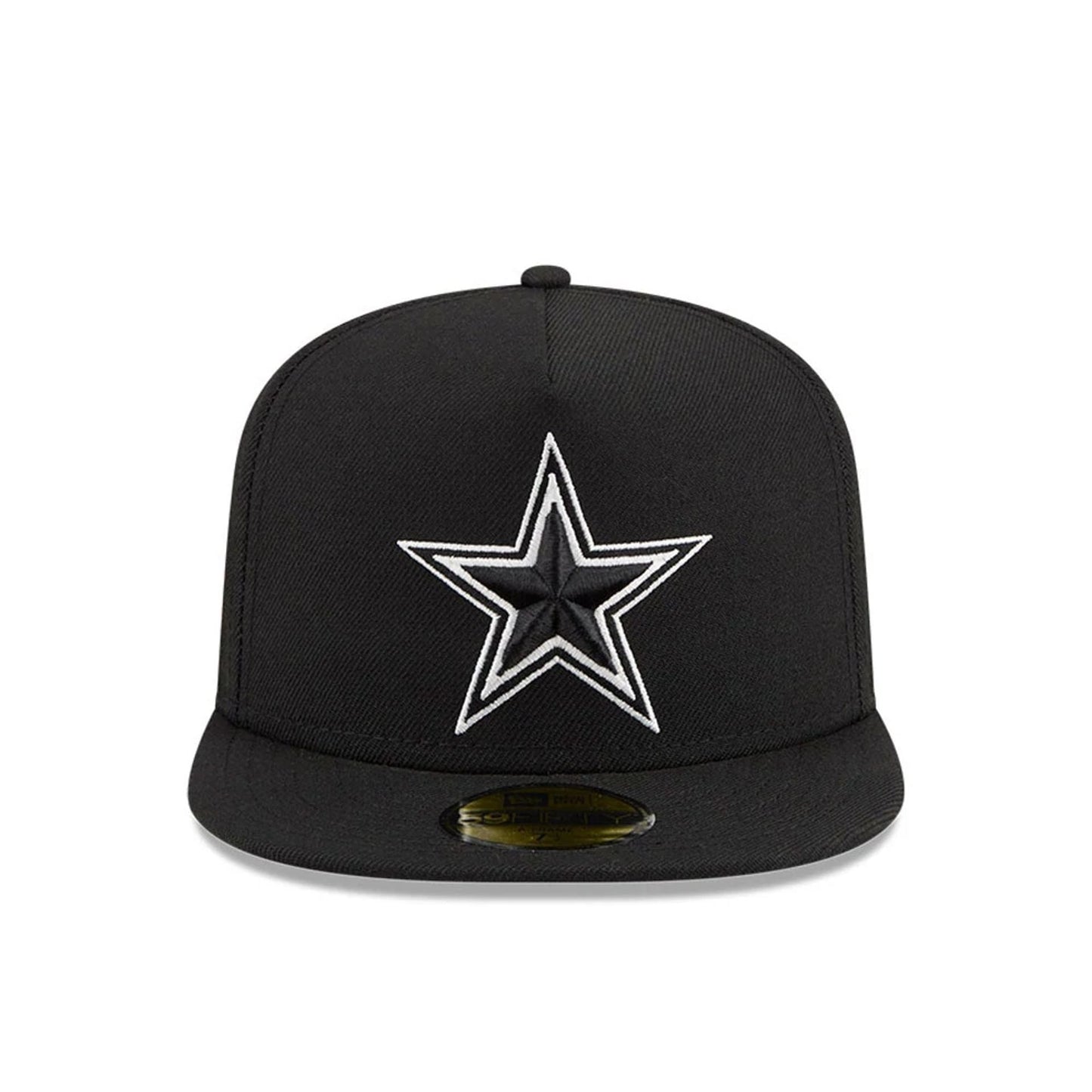 Pictured is this NFL Chiseled Embroidery Dallas Cowboys 59FIFTY A-Frame Fitted cap in Black. 4