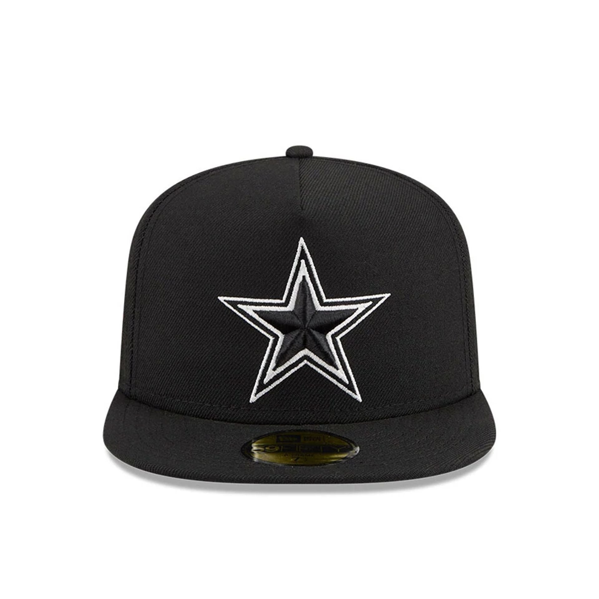 Pictured is this NFL Chiseled Embroidery Dallas Cowboys 59FIFTY A-Frame Fitted cap in Black. 4