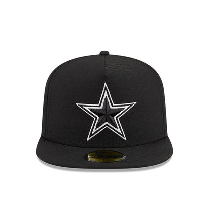 Pictured is this NFL Chiseled Embroidery Dallas Cowboys 59FIFTY A-Frame Fitted cap in Black. 4