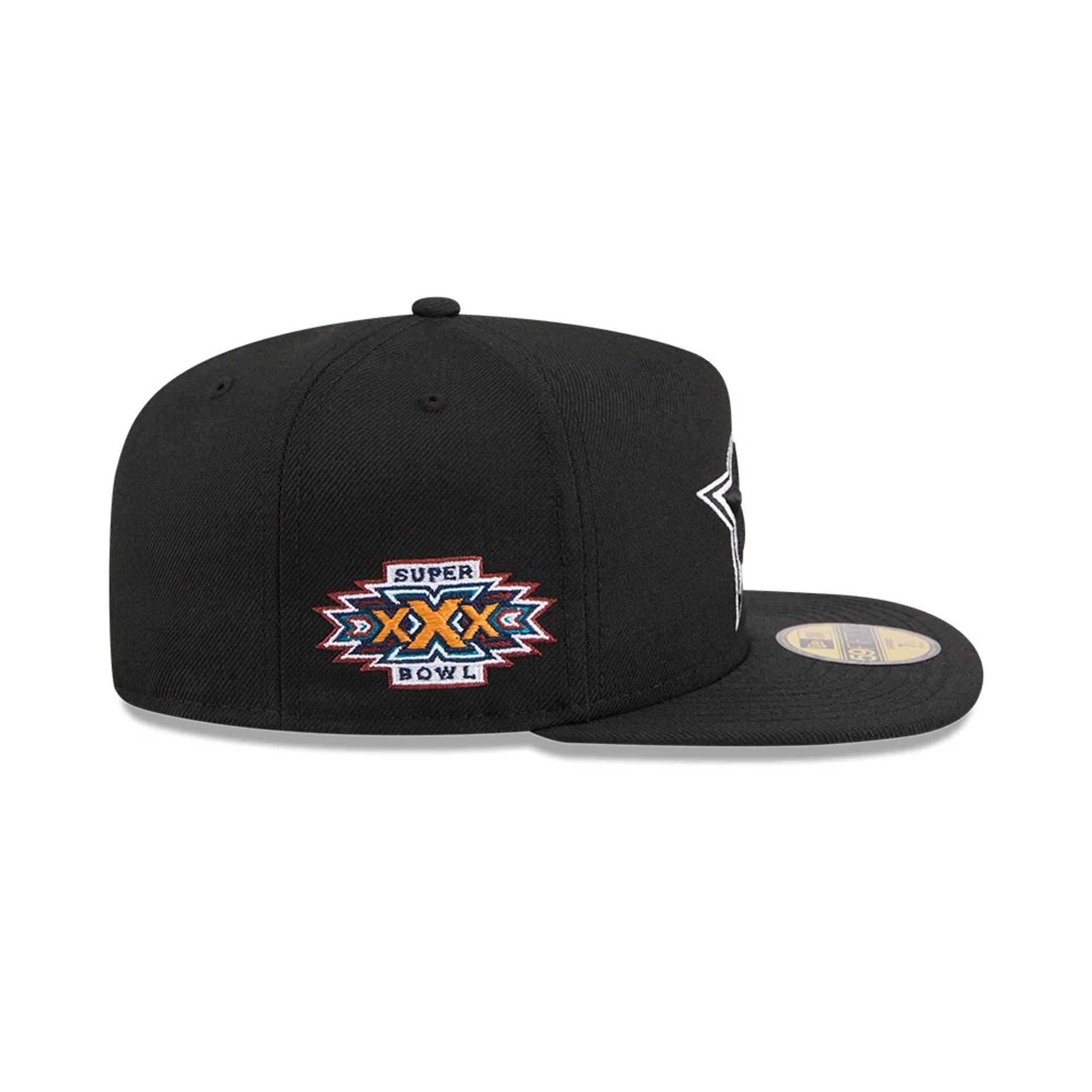 Pictured is this NFL Chiseled Embroidery Dallas Cowboys 59FIFTY A-Frame Fitted cap in Black. 6
