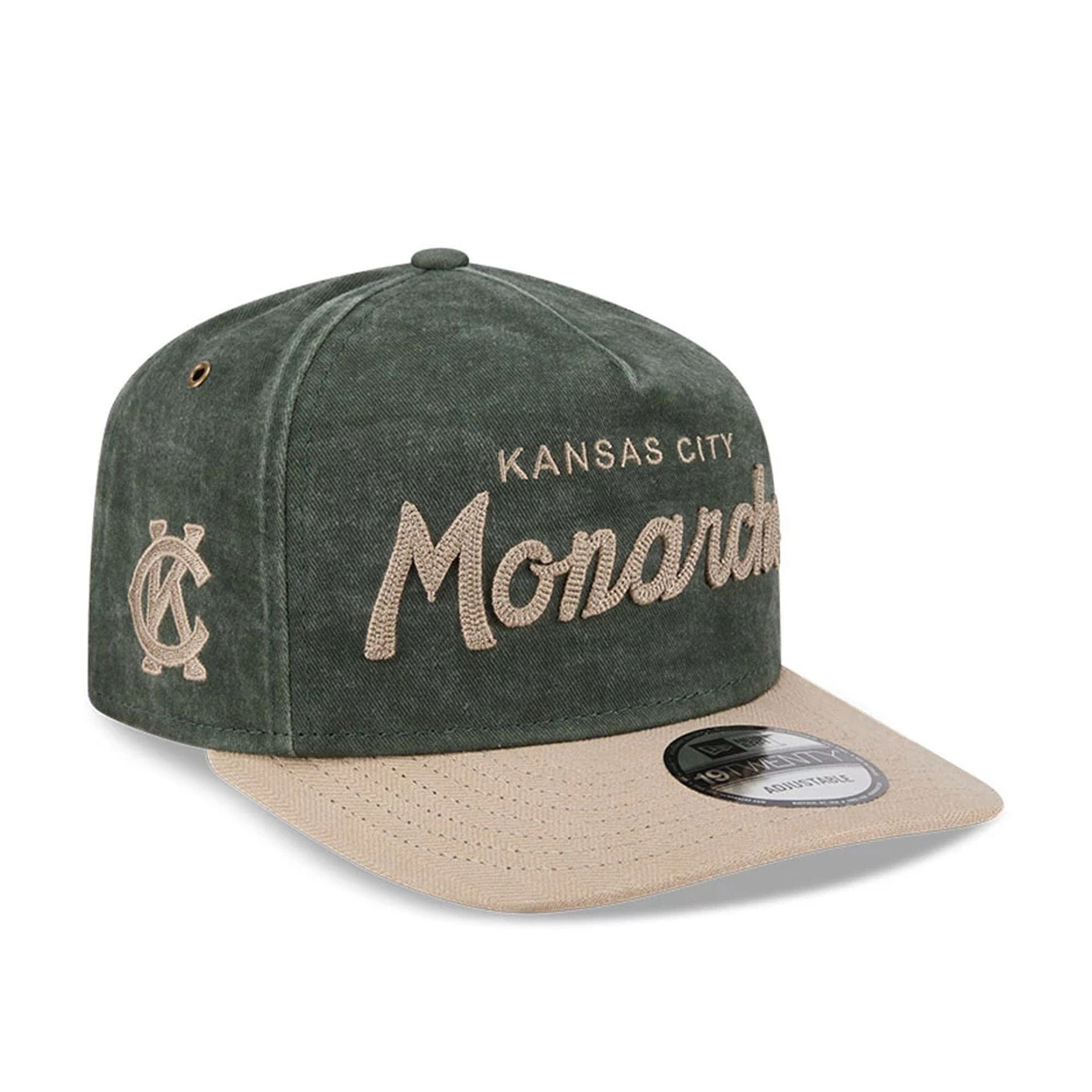 Pictured is this MLB Negro League Kansas City Monarchs 19TWENTY cap in dark green. 1