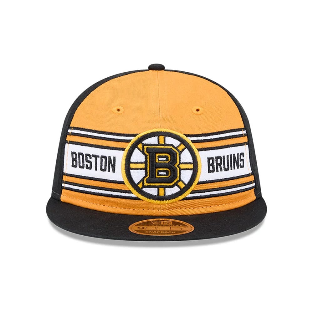 Pictured is this NHL Team Stripes Boston Bruins Retro Crown 9FIFTY cap in black. 2