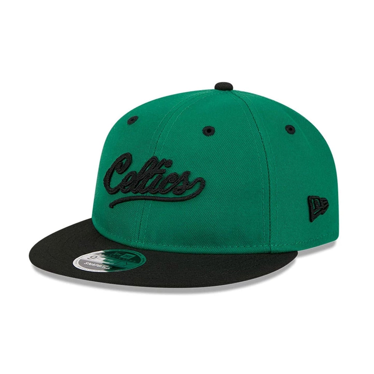 Pictured is this NBA Chainstitch Script Boston Celtics Retro Crown 9FIFTY cap in green. 4
