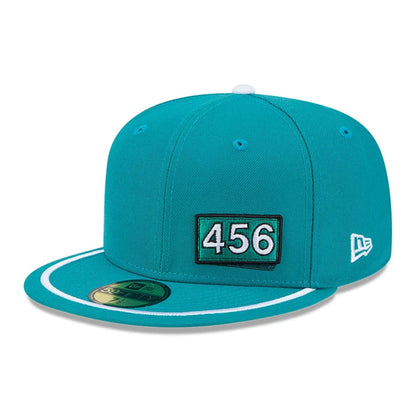 Pictured is this Netflix Squid Game 456 Patch 59FIFTY Fitted cap in green. 1