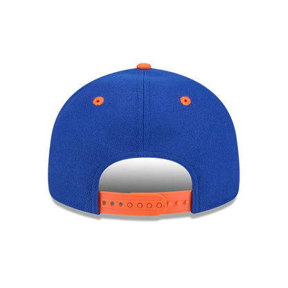 Pictured is this NBA Chainstitch Script New York Knicks Retro Crown 9FIFTY cap in blue. 7