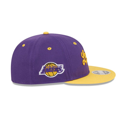 Pictured is this NBA Chainstitch Script LA Lakers Retro Crown 9FIFTY cap in purple. 5