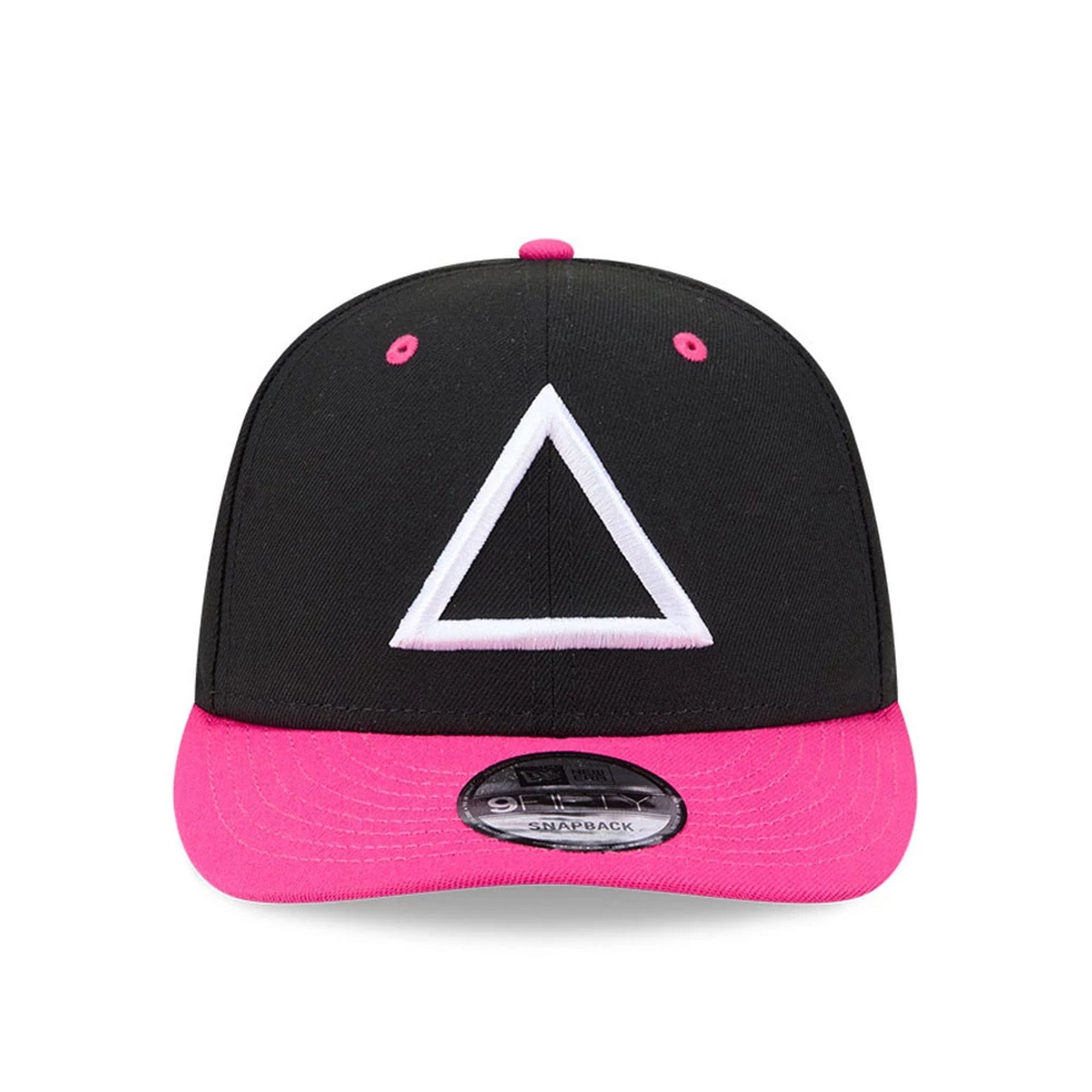 Pictured is this Netflix Squid Game Armed Guard 9FIFTY Snapback cap in black. 2