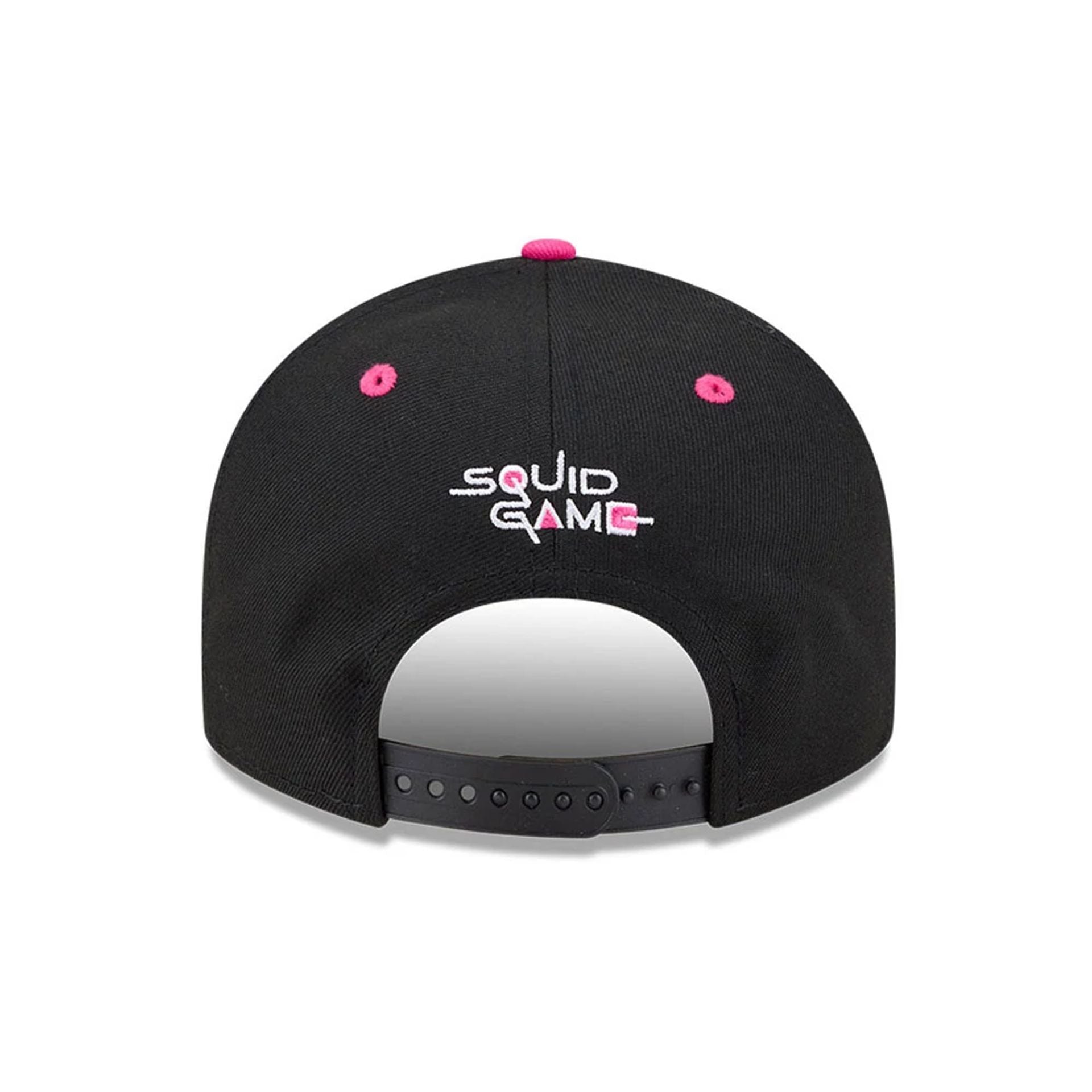 Pictured is this Netflix Squid Game Armed Guard 9FIFTY Snapback cap in black. 4