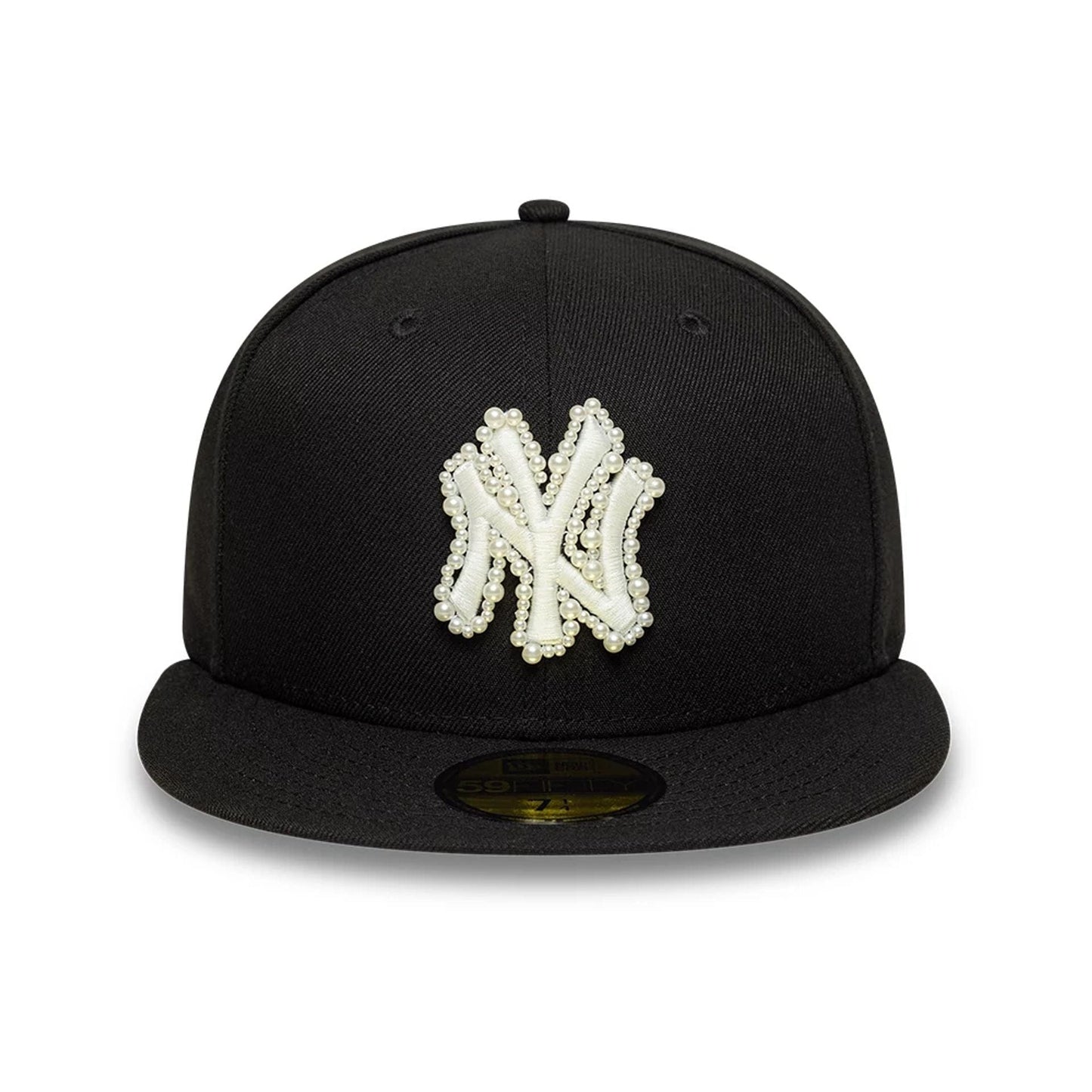 Pictured is this MLB Faux Pearl New York Yankees 59FIFTY Fitted cap in black. 3