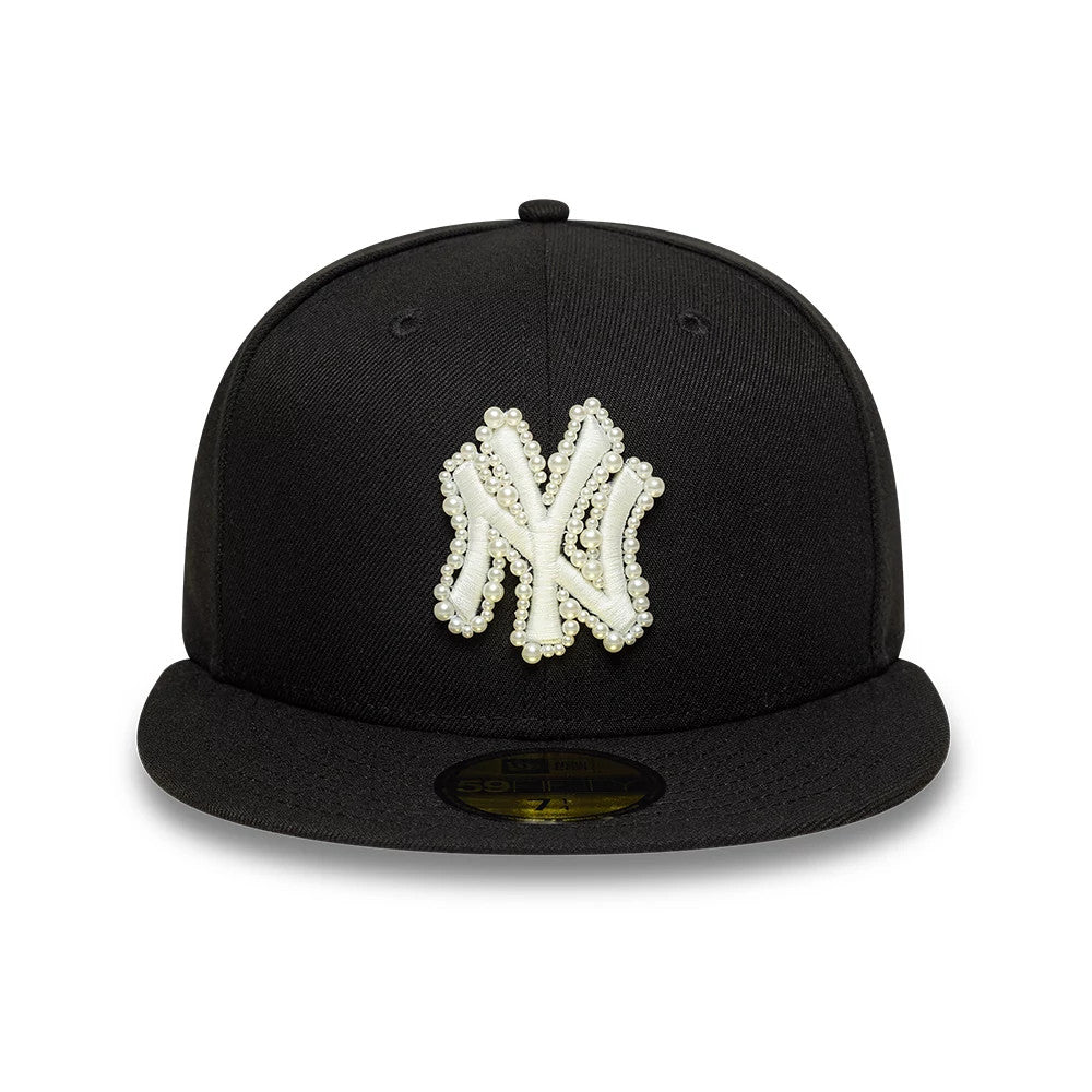 Pictured is this MLB Faux Pearl New York Yankees 59FIFTY Fitted cap in black. 3