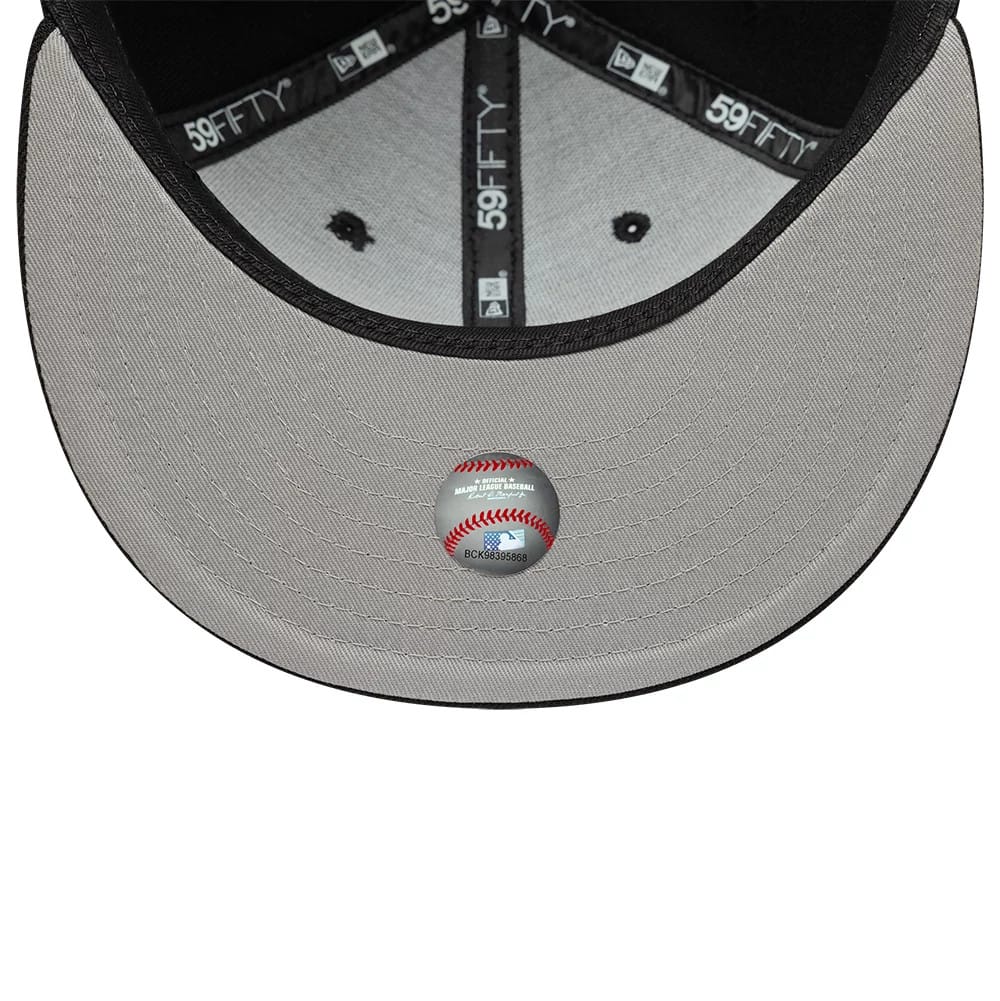 Pictured is this MLB Faux Pearl New York Yankees 59FIFTY Fitted cap in black. 2