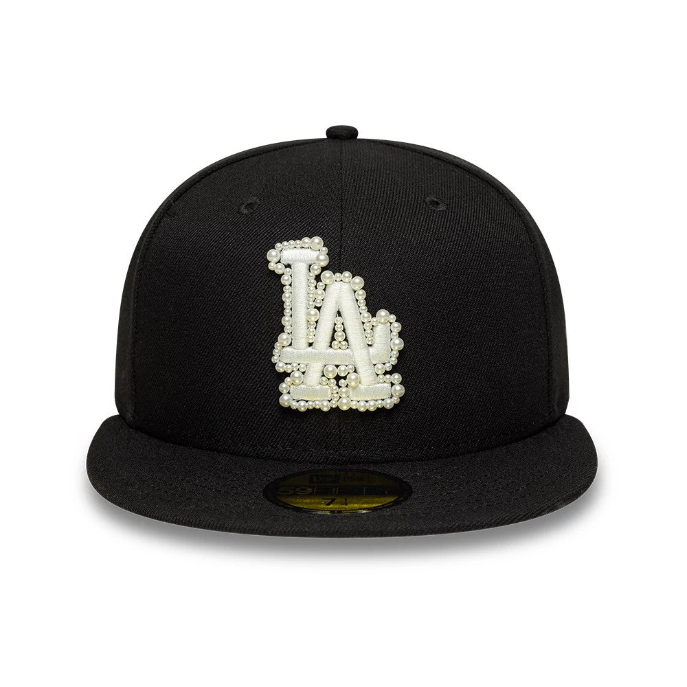 Pictured is this MLB Faux Pearl LA Dodgers 59FIFTY Fitted cap in black. 3