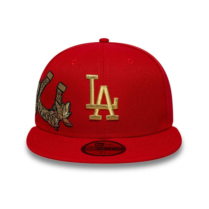 Pictured is this MLB Horseshoe LA Dodgers 59FIFTY Fitted cap in red. 2
