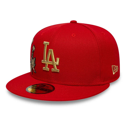 Pictured is this MLB Horseshoe LA Dodgers 59FIFTY Fitted cap in red. 4