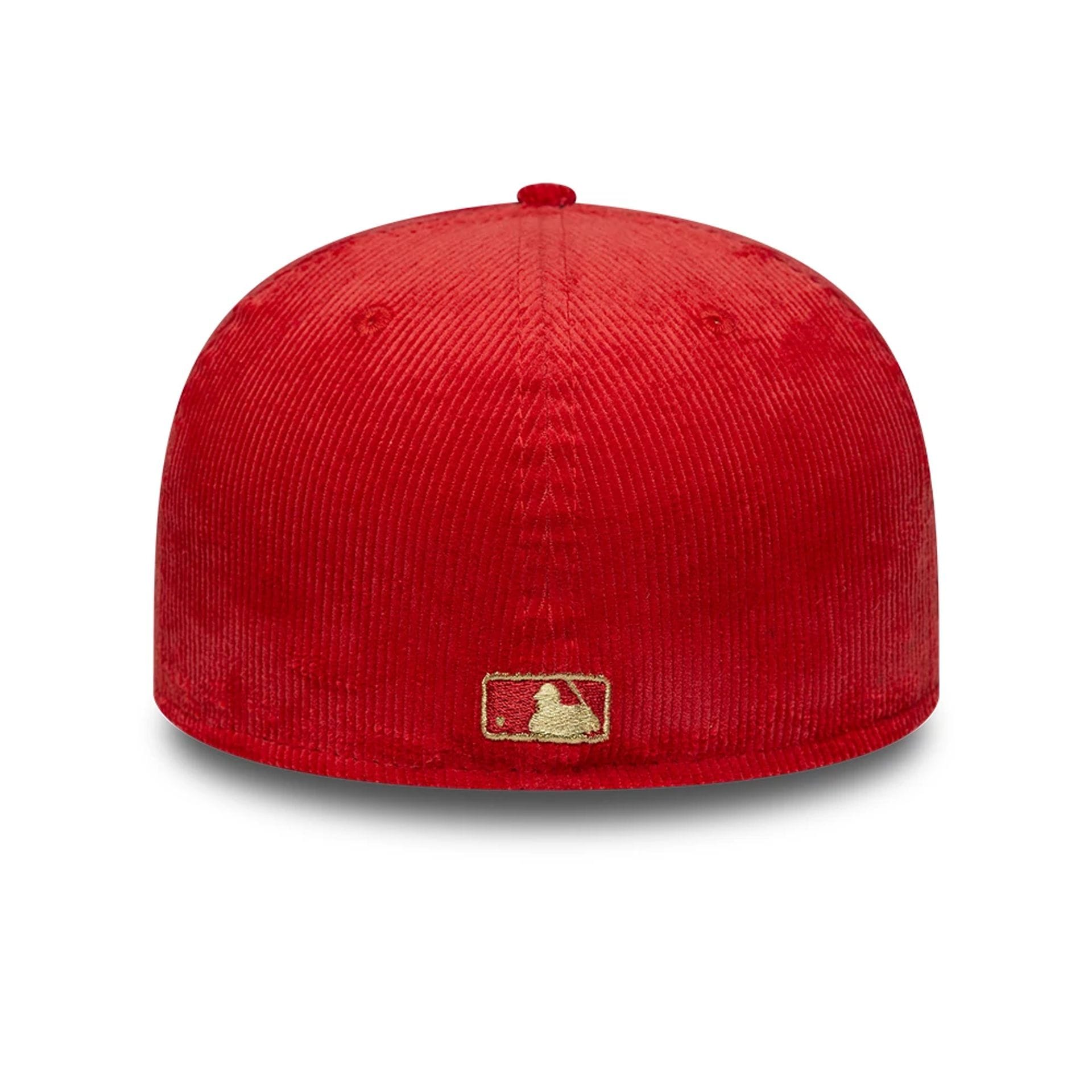Pictured is this MLB Cord New York Yankees 59FIFTY Fitted cap in red. 4