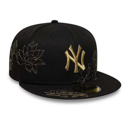 Pictured is this MLB Floral New York Yankees 59FIFTY Fitted cap in black. 3