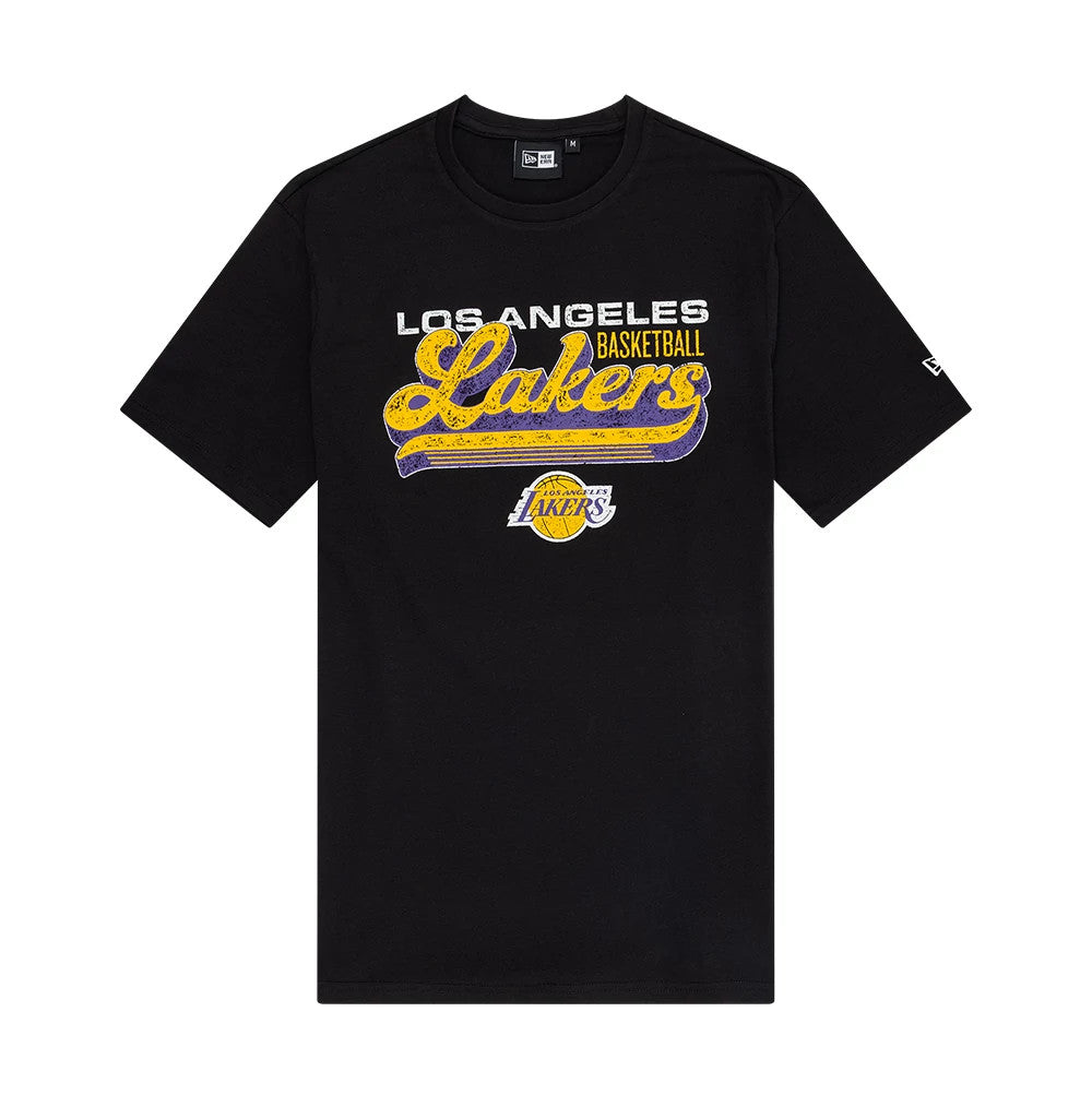 The model is wearing this NBA Wordmark LA Lakers T-Shirt in black. 1