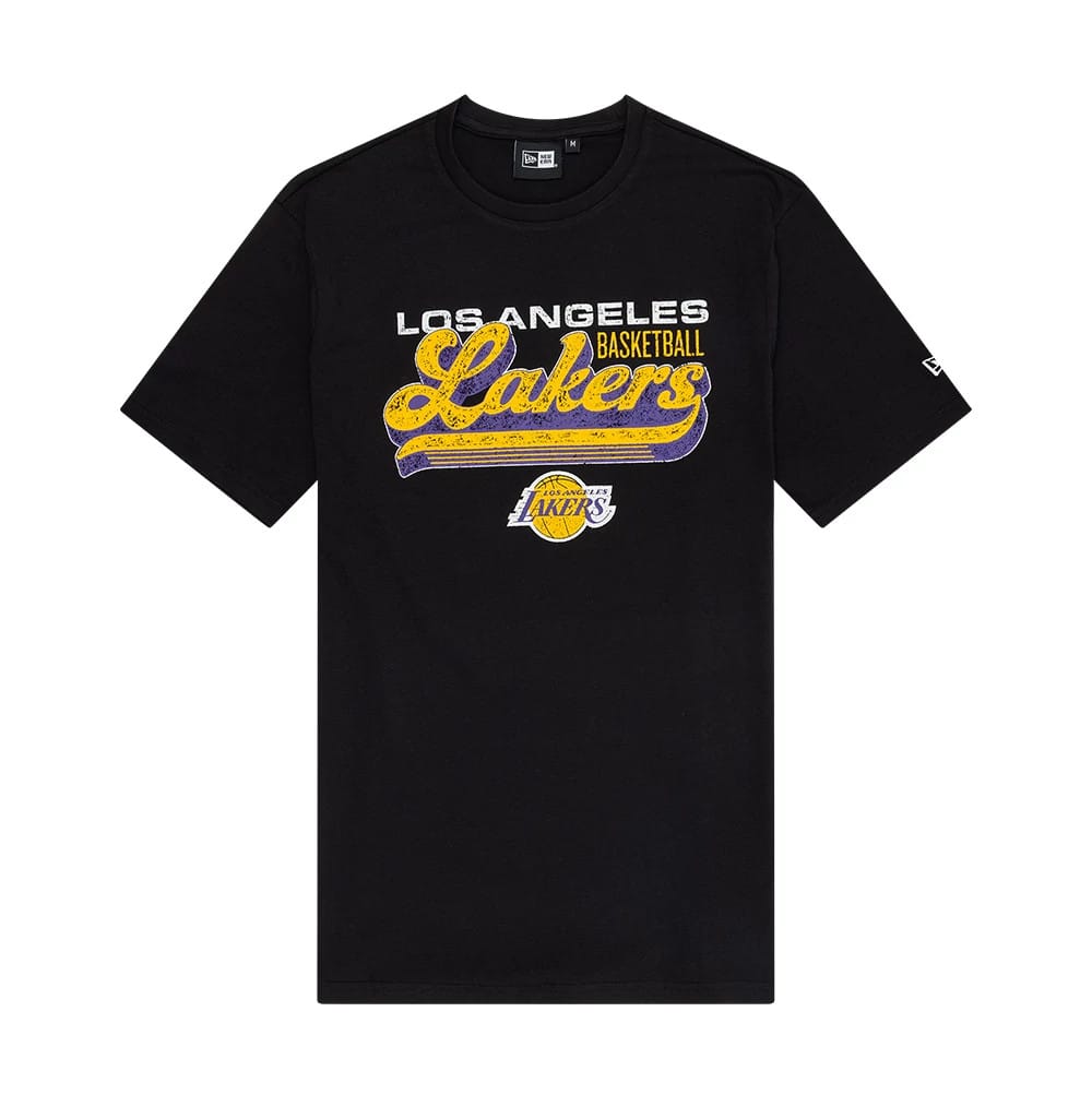 The model is wearing this NBA Wordmark LA Lakers T-Shirt in black. 1