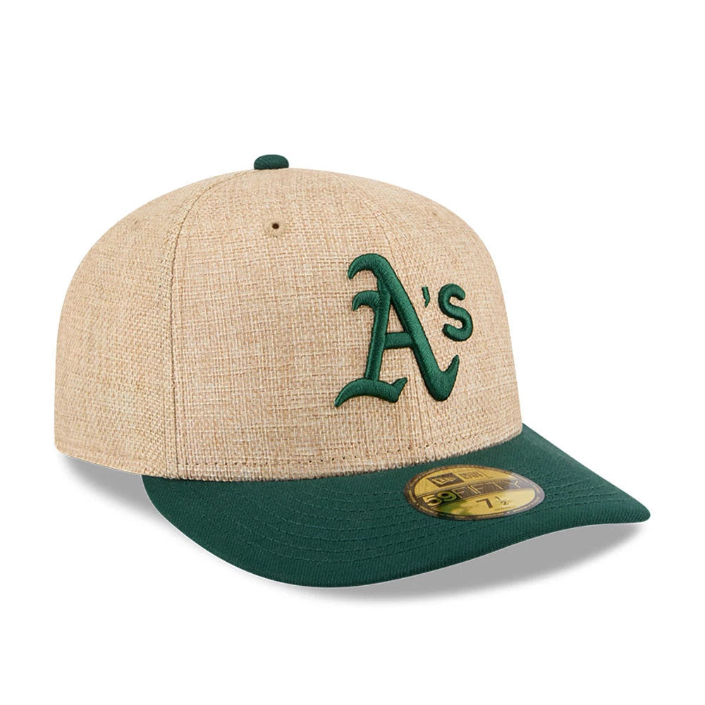Pictured is this MLB Twine Athletics 59FIFTY Fitted cap in beige. 4