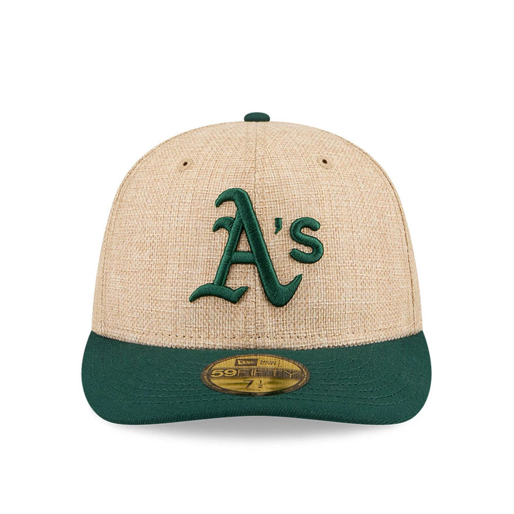 Pictured is this MLB Twine Athletics 59FIFTY Fitted cap in beige. 3