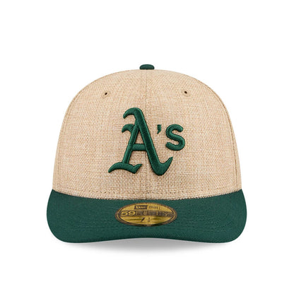 Pictured is this MLB Twine Athletics 59FIFTY Fitted cap in beige. 3