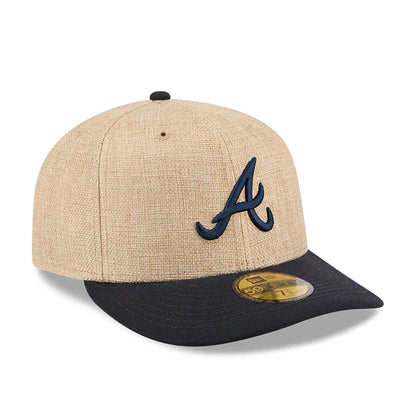 Pictured is this MLB Twine Atlanta Braves 59FIFTY Fitted cap in Beige. 4