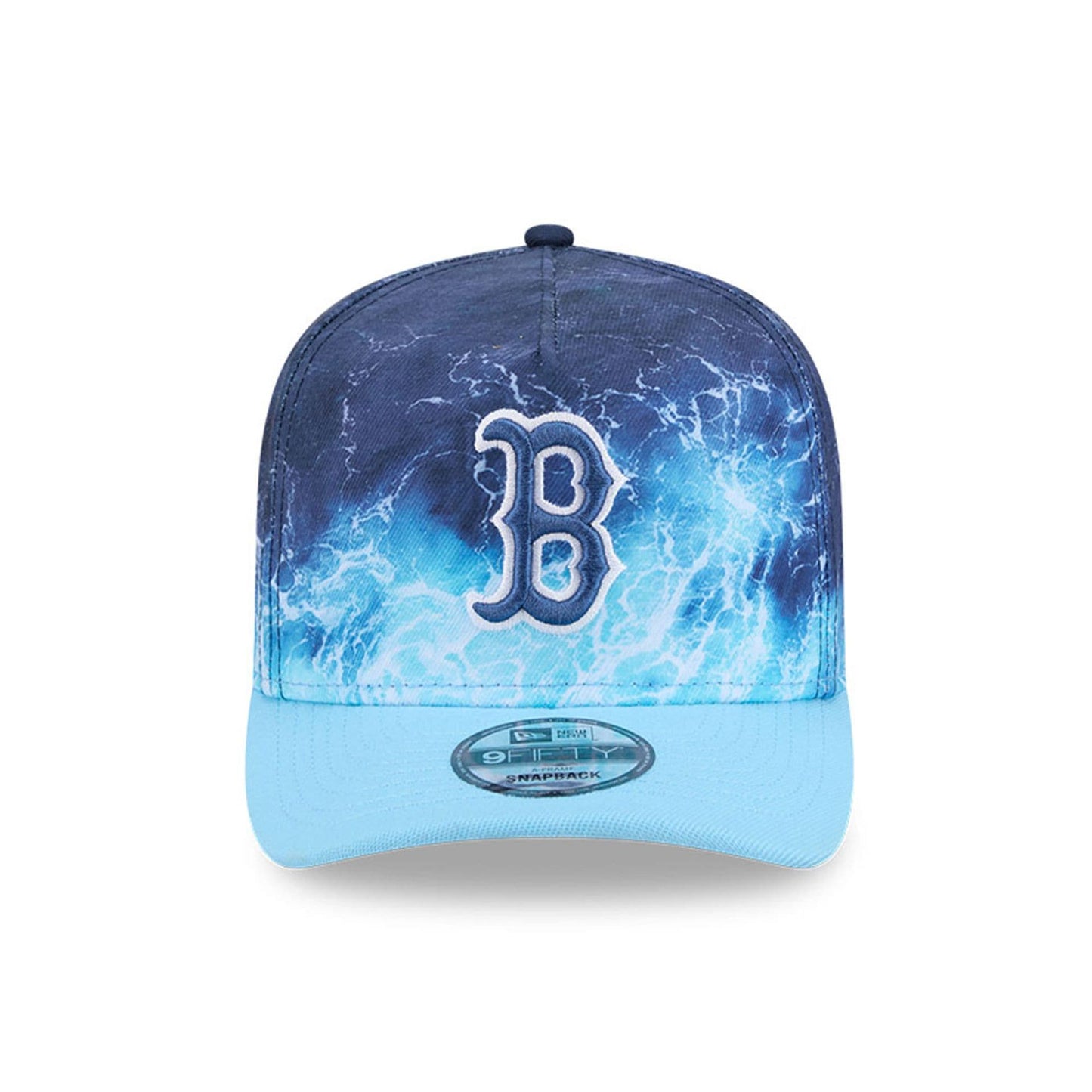 Pictured is this MLB Deep Water Boston Red Sox 9FIFTY A-Frame Snapback cap in pastel blue. 3
