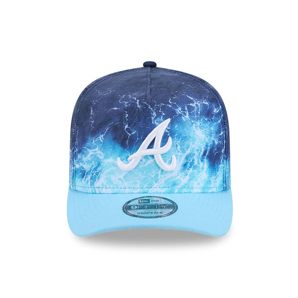 Pictured is this MLB Deep Water Atlanta Braves 9FIFTY A-Frame Snapback cap in pastel blue. 3