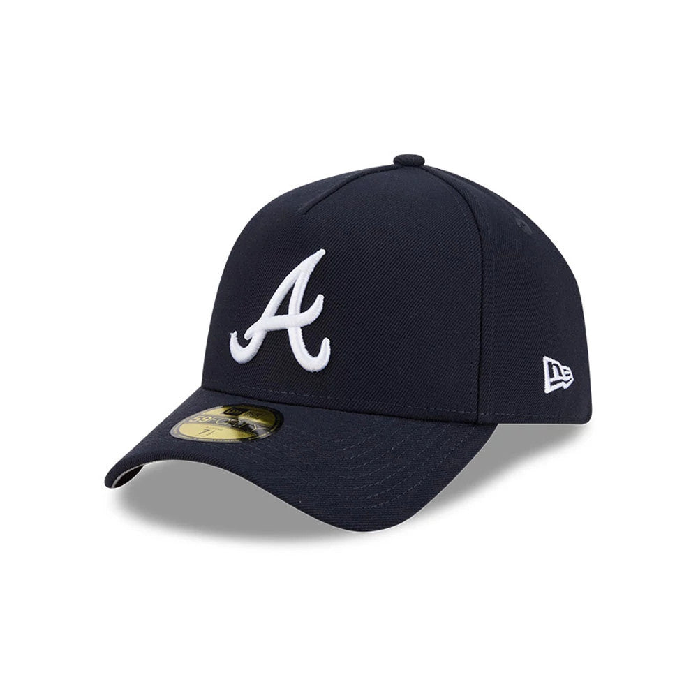 Pictured is this MLB Team Side Atlanta Braves 59FORTY A-Frame Fitted cap in navy. 4
