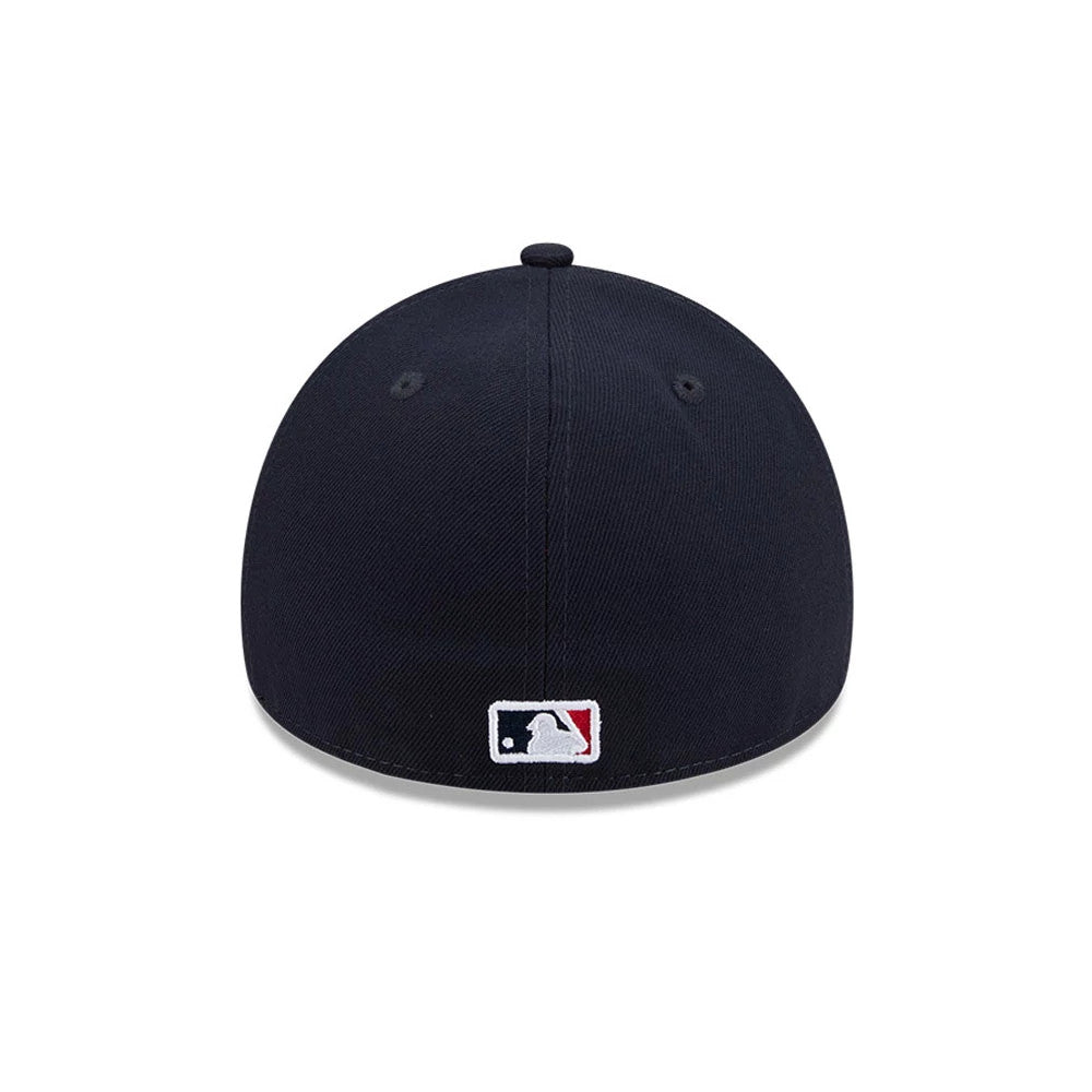 Pictured is this MLB Team Side Atlanta Braves 59FORTY A-Frame Fitted cap in navy. 7