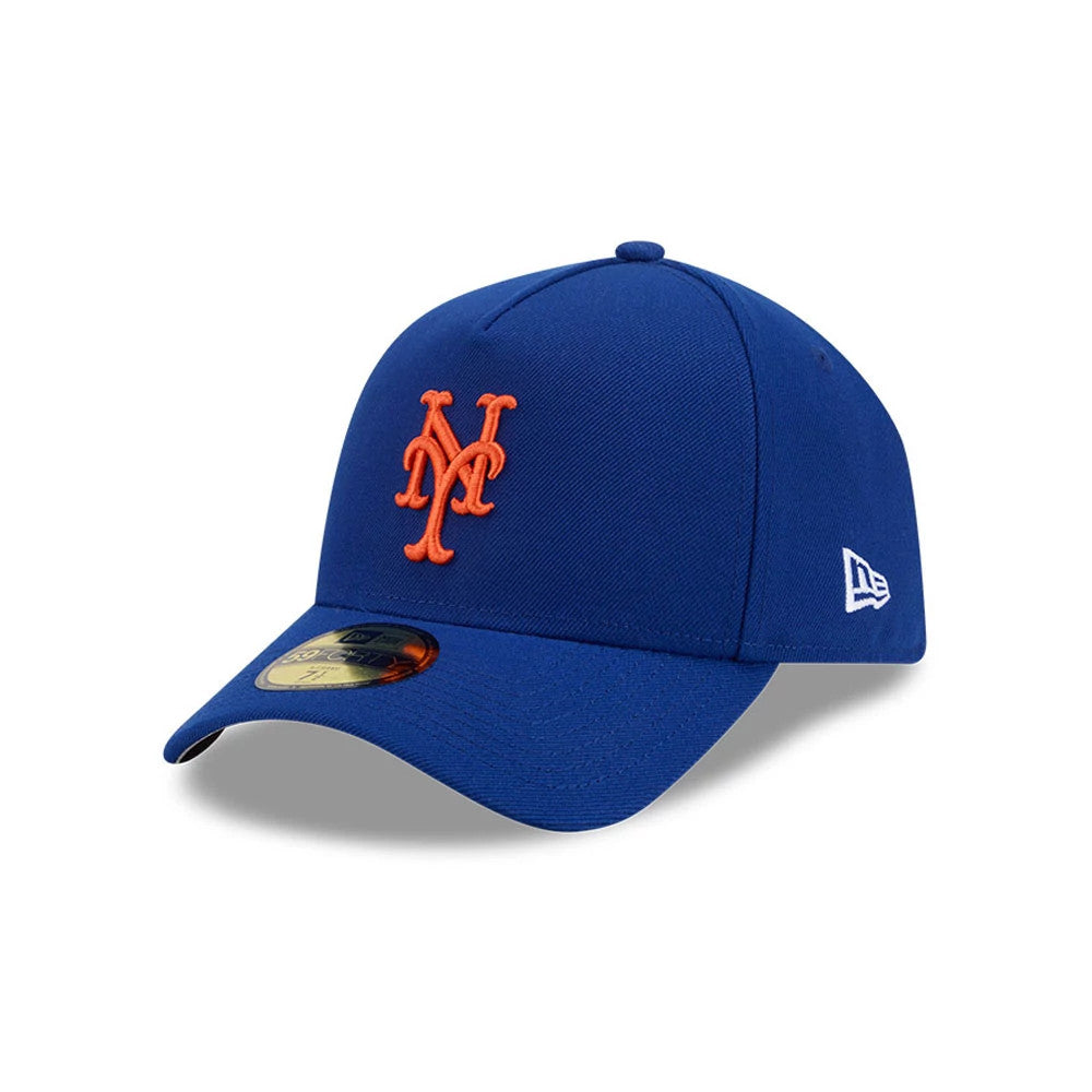 Pictured is this MLB Team Side New York Mets 59FORTY A-Frame Fitted cap in blue. 4