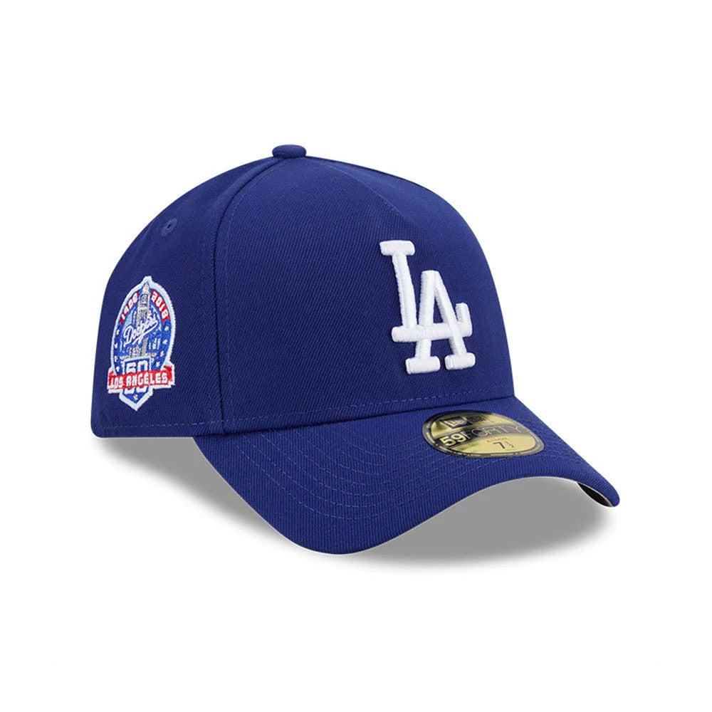 Pictured is this MLB Team Side LA Dodgers 59FORTY A-Frame Fitted cap in dark blue. 1