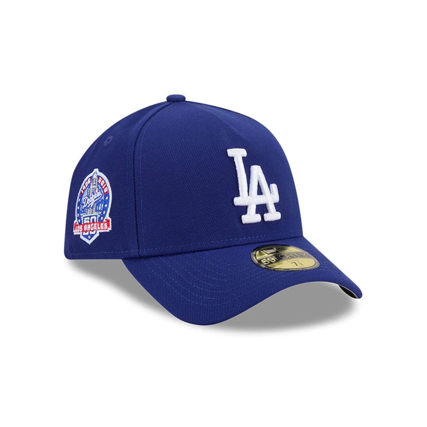 Pictured is this MLB Team Side LA Dodgers 59FORTY A-Frame Fitted cap in dark blue. 1