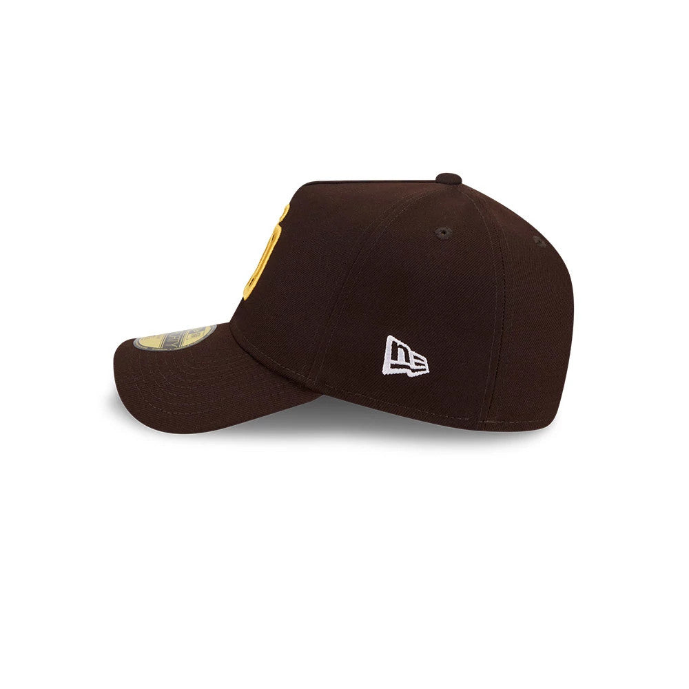 Pictured is this MLB Team Side San Diego Padres 59FORTY A-Frame Fitted cap in dark brown. 5