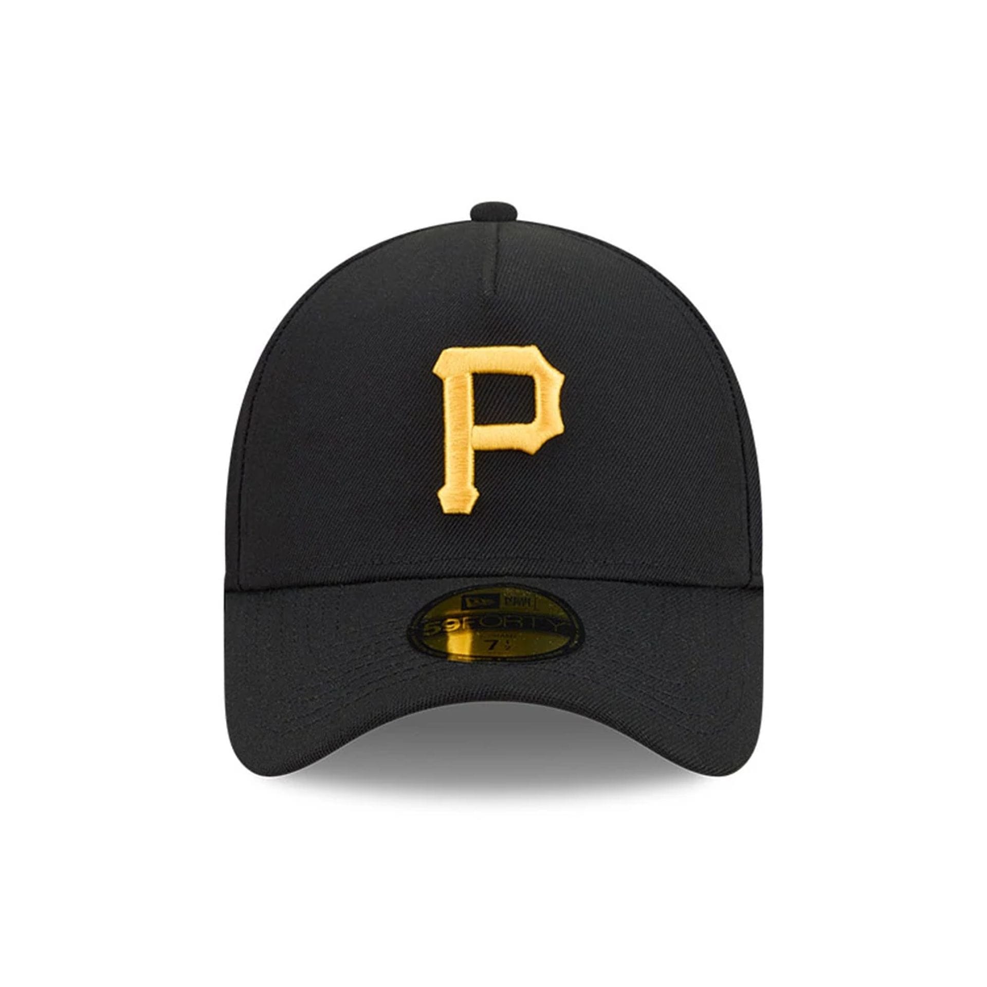 Pictured is this MLB Team Side Pittsburgh Pirates 59FORTY A-Frame Fitted cap in black. 3