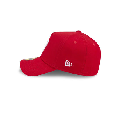 Pictured is this MLB Team Side Philadelphia Phillies 59FORTY A-Frame Fitted cap in red. 5