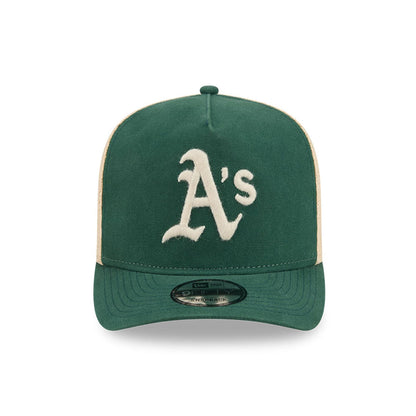 Pictured is this MLB Grained Athletics 9FIFTY A-Frame Snapback cap in dark green. 3