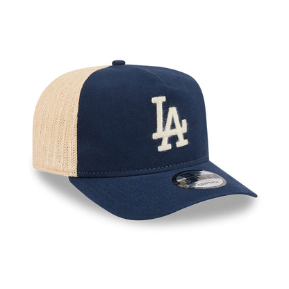 Pictured is this MLB Grained LA Dodgers 9FIFTY A-Frame Snapback cap in dark blue. 4