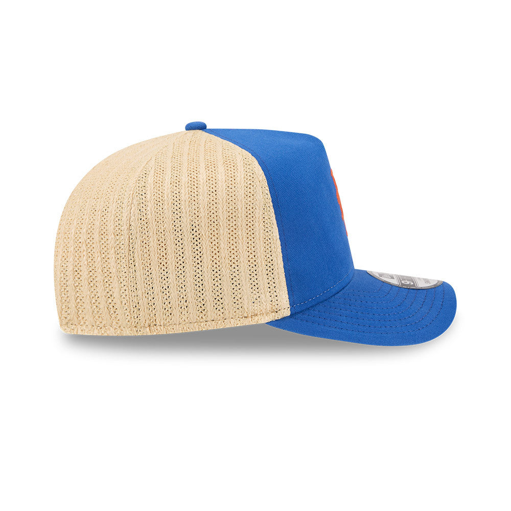 Pictured is this MLB Grained New York Mets 9FIFTY A-Frame Snapback cap in blue. 6